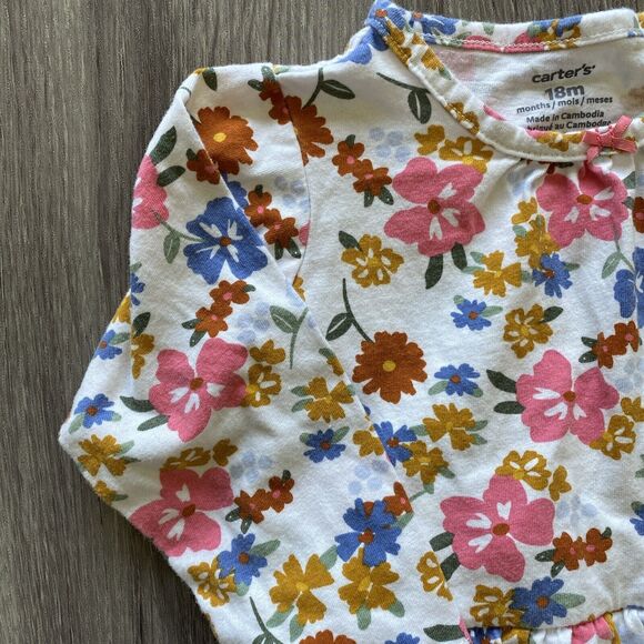 Carters Baby Girls One Piece Floral Long Sleeve 18 Months Spring Flowers Boho - Picture 4 of 8